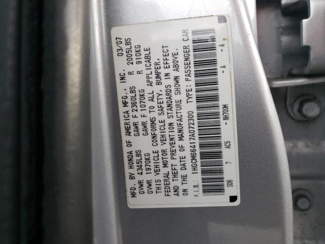 1HGCM66417A072300 - 2007 HONDA ACCORD SE SILVER photo 12