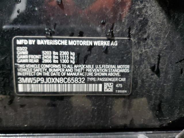 3MW5P9J0XN8C65832 - 2022 BMW 330XE Negro foto 12