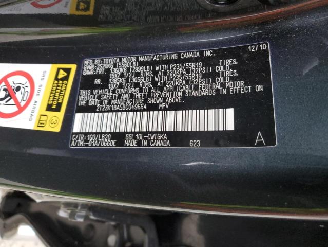 2T2ZK1BA5BC049664 - 2011 LEXUS RX 350 CHARCOAL photo 13