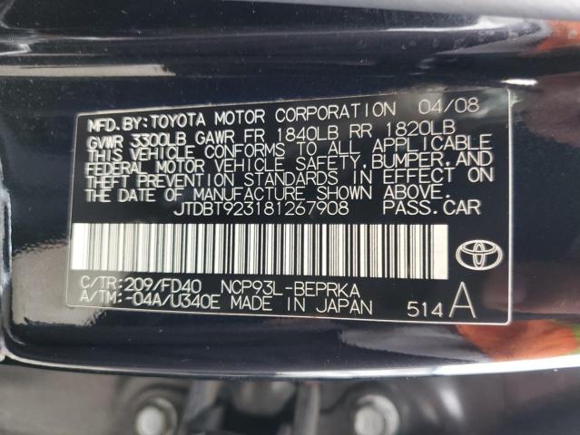 JTDBT923181267908 - 2008 TOYOTA YARIS CHARCOAL photo 12