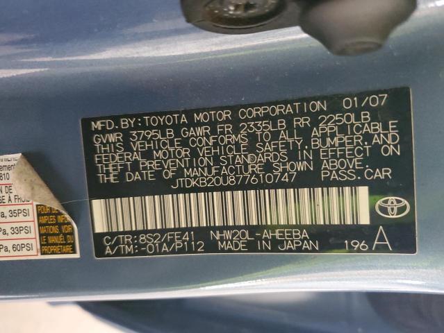 JTDKB20U877610747 - 2007 TOYOTA PRIUS BLUE photo 13