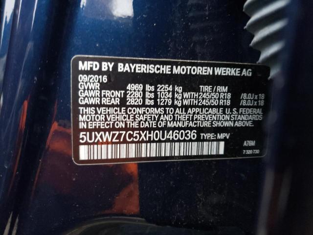 5UXWZ7C5XH0U46036 - 2017 BMW X3 SDRIVE28I 蓝色 照片 13