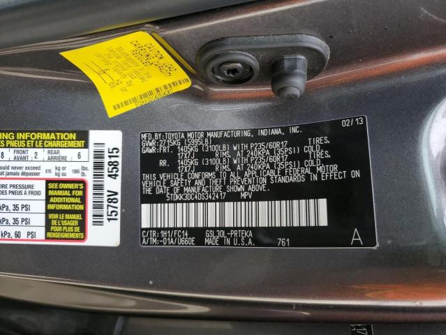 5TDKK3DC4DS342417 - 2013 TOYOTA SIENNA LE GRAY photo 12