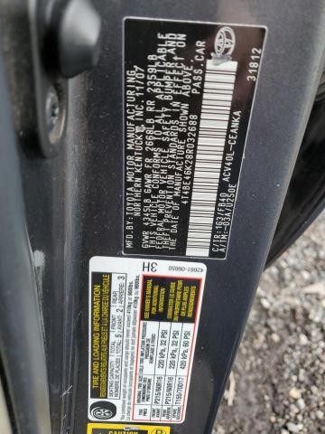 4T4BE46K28R032688 - 2008 TOYOTA CAMRY CE GRAY photo 12