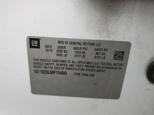 1G11C5SL6EF154869 - 2014 CHEVROLET MALIBU 1LT Ақ фото 12