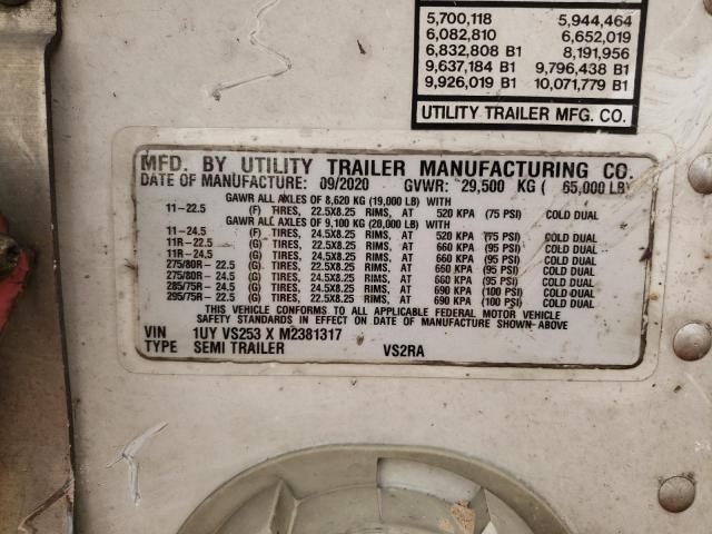 1UYVS253XM2381317 - 2021 UTILITY TRAILER WHITE photo 10