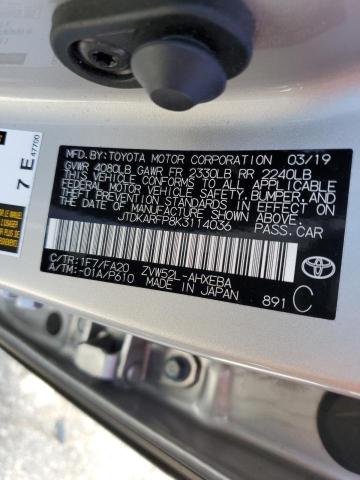 JTDKARFP8K3114036 - 2019 TOYOTA PRIUS PRIM Silber Foto 13