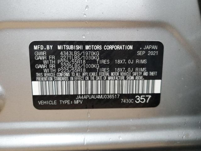 JA4APUAU4MU036517 - 2021 MITSUBISHI OUTLANDER ES SILVER photo 13