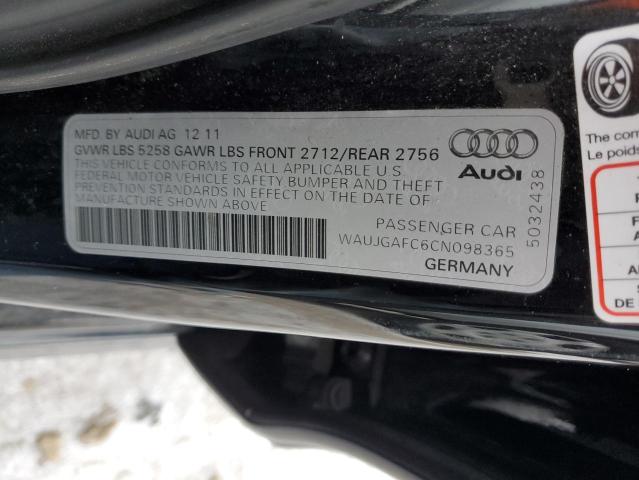 WAUJGAFC6CN098365 - 2012 AUDI A6 PRESTIGE BLACK photo 12