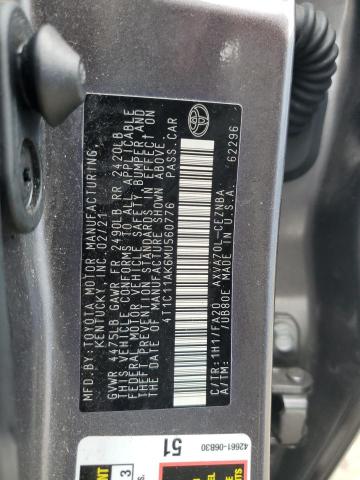 4T1C11AK6MU560776 - 2021 TOYOTA CAMRY LE GRAY photo 12