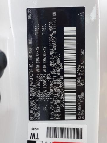 5TDGZRAH5NS556340 - 2022 TOYOTA HIGHLANDER XLE WHITE photo 13