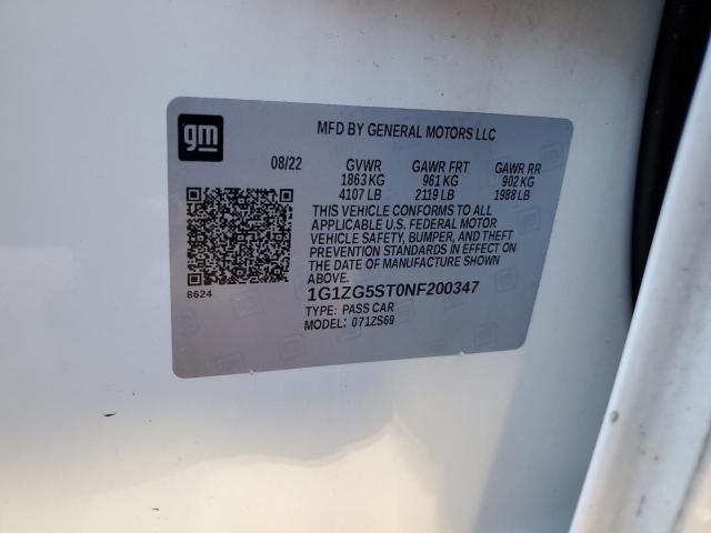 1G1ZG5ST0NF200347 - 2022 CHEVROLET MALIBU RS 白色 照片 12