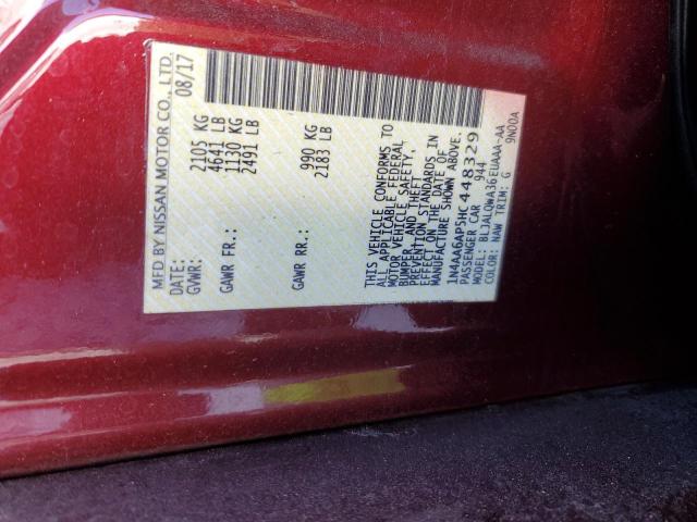 1N4AA6AP5HC448329 - 2017 NISSAN MAXIMA 3.5S RED photo 12