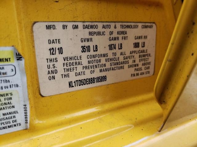 KL1TD5DE8BB185899 - 2011 CHEVROLET AVEO LS 黄色 照片 12