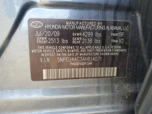 5NPEU4AC3AH614071 - 2010 HYUNDAI SONATA SE CHARCOAL photo 12