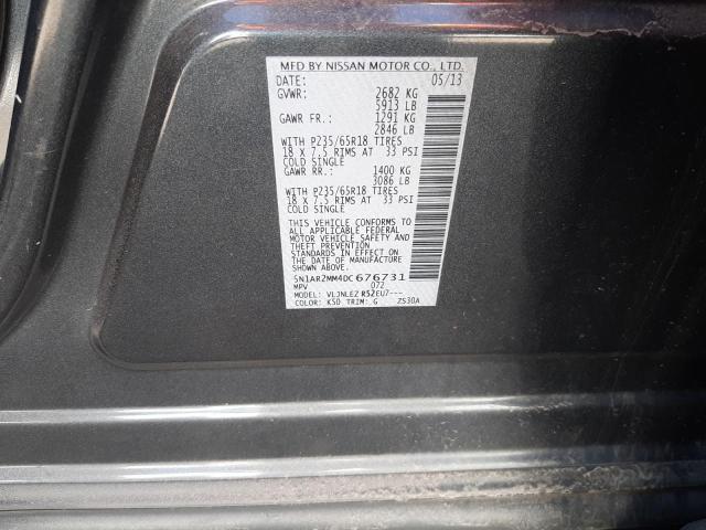 5N1AR2MM4DC676731 - 2013 NISSAN PATHFINDER S GRAY photo 13