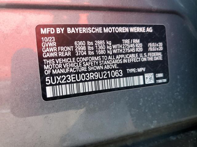 5UX23EU03R9U21063 - 2024 BMW X5 XDRIVE40I SILVER photo 13