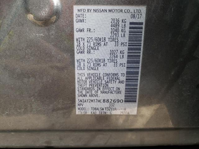 5N1AT2MT7HC882690 - 2017 NISSAN ROGUE S GRAY photo 13