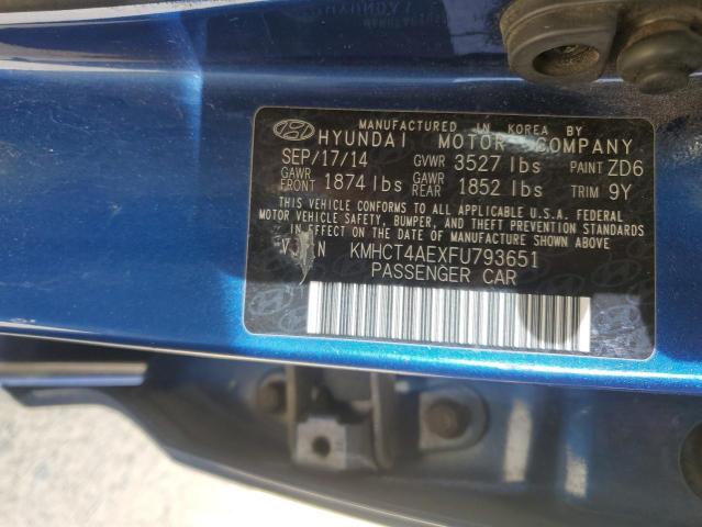 KMHCT4AEXFU793651 - 2015 HYUNDAI ACCENT GLS BLUE photo 12