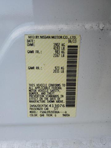 1N4AZ0CP7DC413076 - 2013 NISSAN LEAF S WHITE photo 12