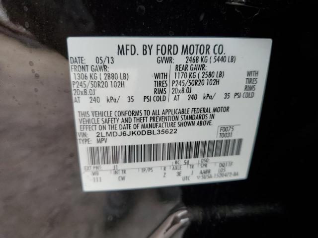 2LMDJ6JK0DBL35622 - 2013 LINCOLN MKX BLACK photo 13