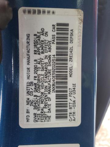 1NXBU40E59Z022514 - 2009 TOYOTA COROLLA ba BASE BLUE photo 12