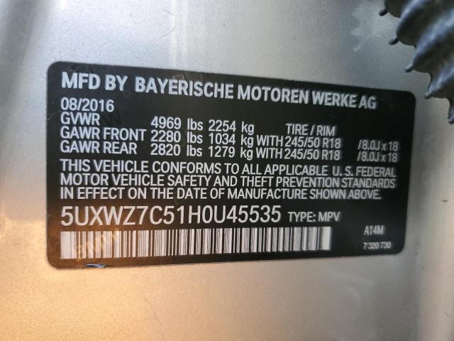 5UXWZ7C51H0U45535 - 2017 BMW X3 SDRIVE28I SILVER photo 12