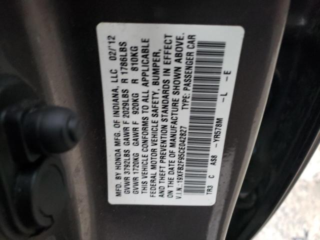 19XFB2F95CE042827 - 2012 HONDA CIVIC EXL ნაცრისფერი ფოტო 12