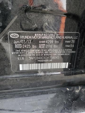 5NPEB4AC6DH758045 - 2013 HYUNDAI SONATA GLS BLACK photo 13