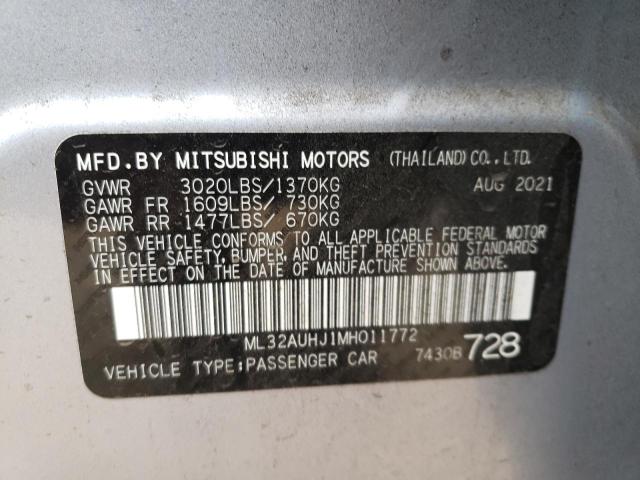 ML32AUHJ1MH011772 - 2021 MITSUBISHI MIRAGE ES SILVER photo 13