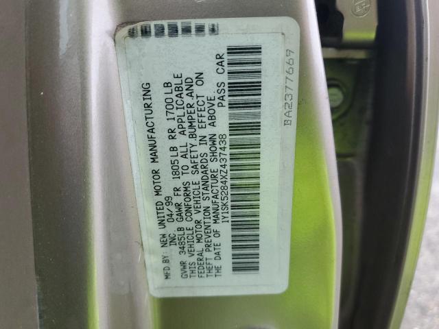 1Y1SK5284XZ437438 - 1999 CHEVROLET GEO PRIZM BASE TAN photo 12