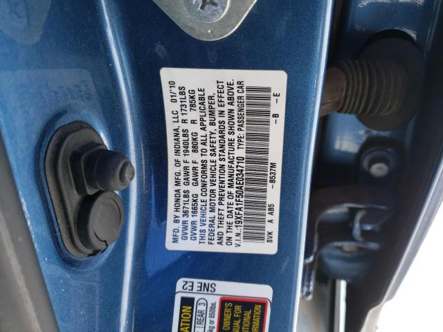 19XFA1F50AE034710 - 2010 HONDA CIVIC LX BLUE photo 12