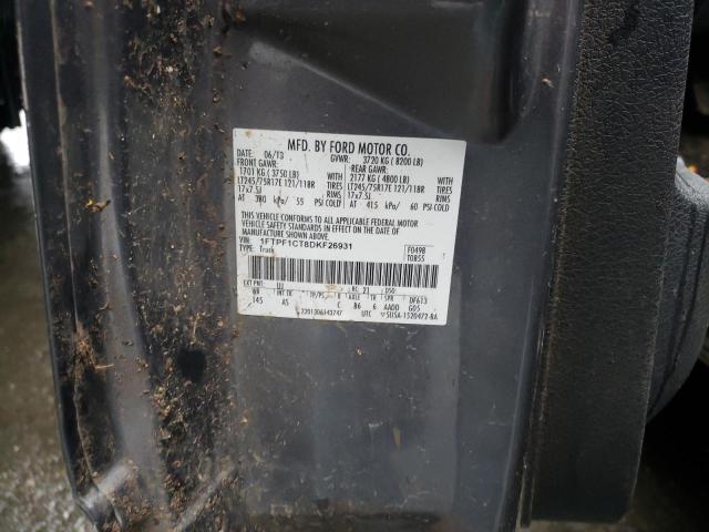 1FTPF1CT8DKF26931 - 2013 FORD F150 GRAY photo 12