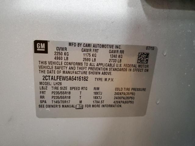 2CTALFEW5A6416182 - 2010 GMC TERRAIN SLT SILVER photo 12