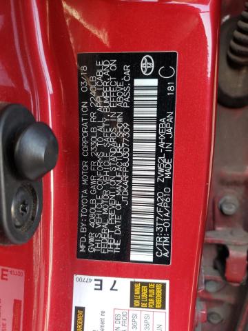 JTDKARFP8J3077309 - 2018 TOYOTA PRIUS PRIM 红色 照片 13