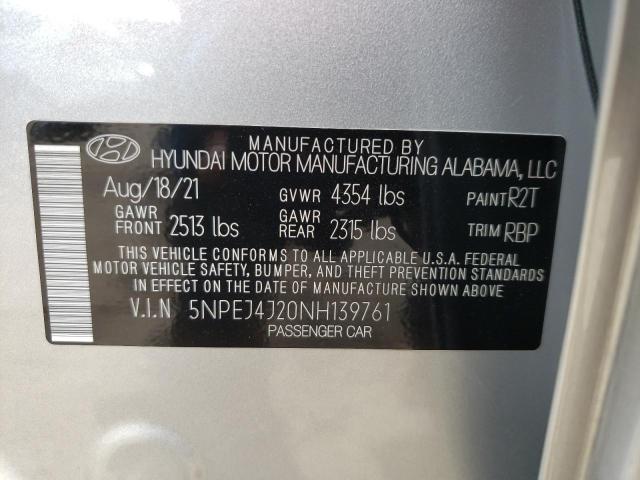 5NPEJ4J20NH139761 - 2022 HYUNDAI SONATA SEL PLUS SILVER photo 12