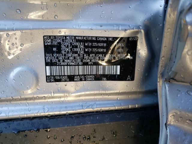 2T3B6RFV9NW037369 - 2022 TOYOTA RAV4 XLE PREMIUM SILVER photo 13