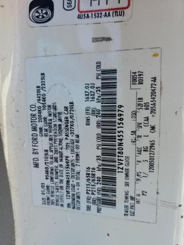 1ZVFT80N455156979 - 2005 FORD MUSTANG WHITE photo 12