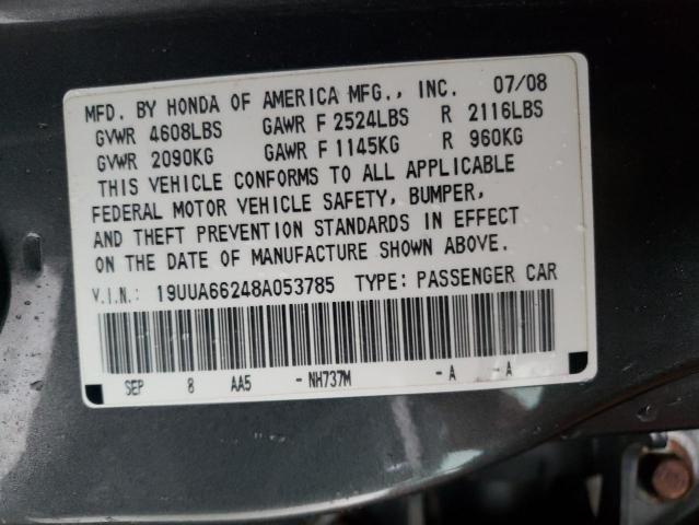 19UUA66248A053785 - 2008 ACURA TL GRAY photo 12