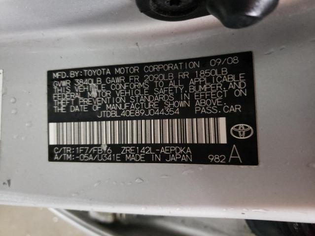 JTDBL40E89J044354 - 2009 TOYOTA COROLLA BASE GRAY photo 12