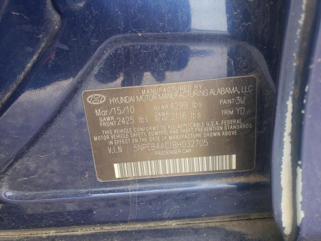 5NPEB4AC1BH032705 - 2011 HYUNDAI SONATA GLS BLUE photo 12