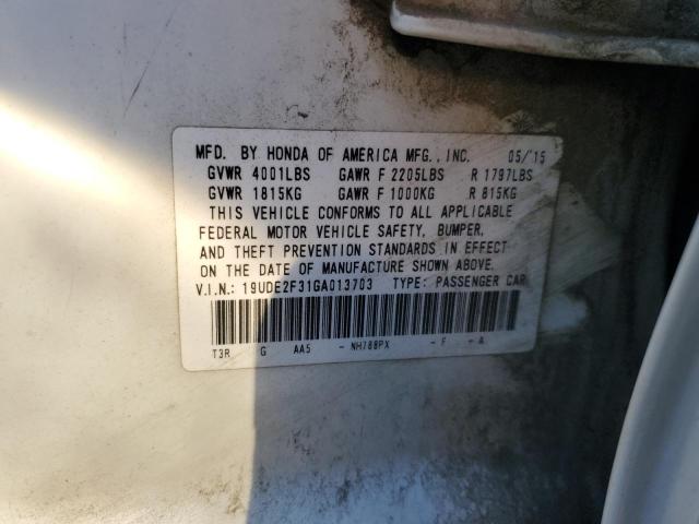 19UDE2F31GA013703 - 2016 ACURA ILX BASE WATCH PLUS WHITE photo 13