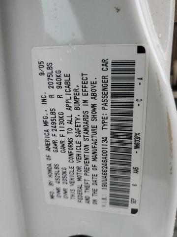 19UUA66246A001134 - 2006 ACURA 3.2TL WHITE photo 12