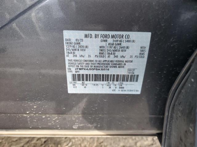 2FMPK4J95PBA30516 - 2023 FORD EDGE SEL GRAY photo 14