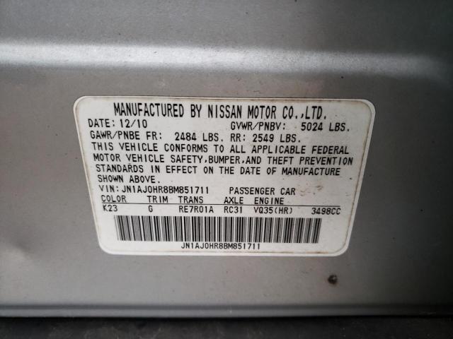 JN1AJ0HR8BM851711 - 2011 INFINITI EX35 BASE Արծաթագույն լուսանկար 12