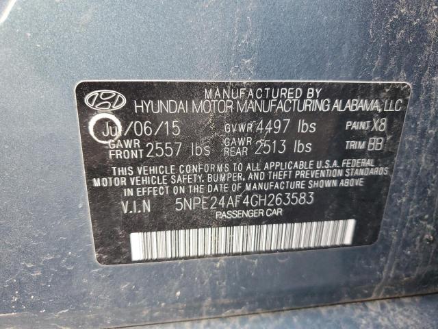 5NPE24AF4GH263583 - 2016 HYUNDAI SONATA SE BLUE photo 12