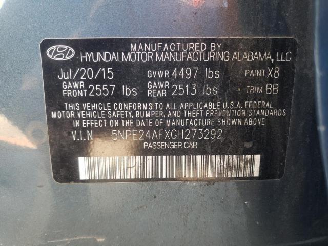 5NPE24AFXGH273292 - 2016 HYUNDAI SONATA SE TURQUOISE photo 12