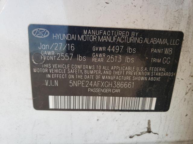 5NPE24AFXGH386661 - 2016 HYUNDAI SONATA SE WHITE photo 12