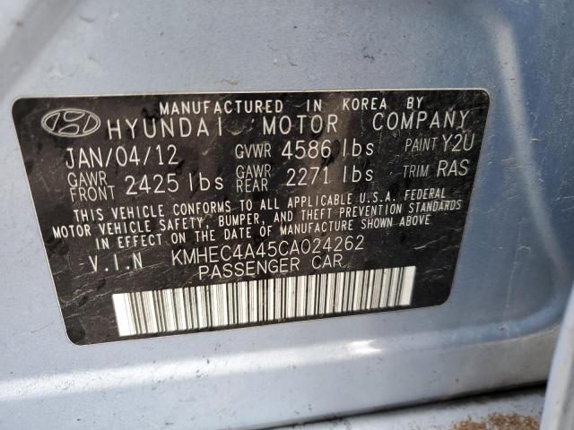 KMHEC4A45CA024262 - 2012 HYUNDAI SONATA HYBRID BLUE photo 12