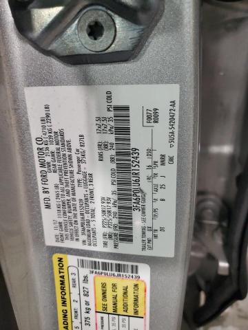 3FA6P0LU6JR152439 - 2018 FORD FUSION SE HYBRID SILVER photo 12